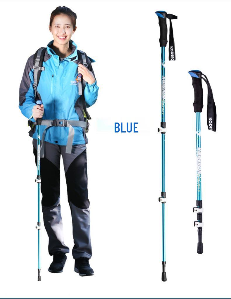 Baston de trekking telescopic din aliaj de aluminiu 7075 - Ușor, portabil, pliabil, blocare externă pentru drumeții, schi și alpinism.