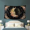Floral Plants Sun And Moon Retro Botanical Flowers Butterfly Black Starry Sky Wall Tapestry Vintage Boho Aesthetic Tapestry Wall