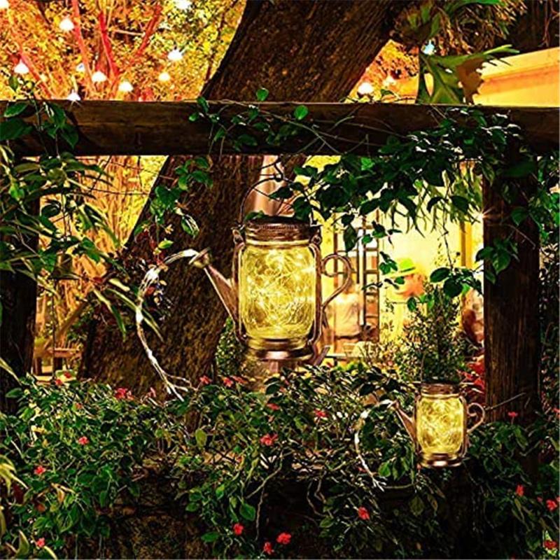 Hot,Solar Lantern Outdoor Hanging Mason Jar Solar Light 45 LED Spray Can Light for Patio Walkway Garden