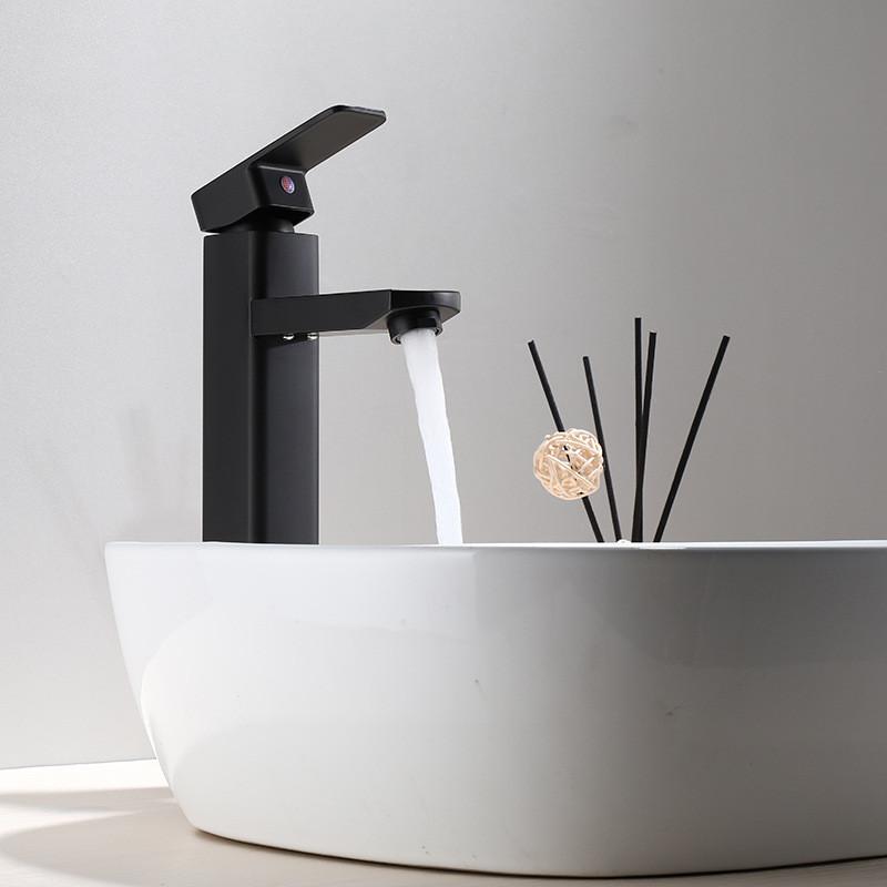 Tuqiu Black Bathroom Faucet Stainless Steel Bathroom Basin Faucet Cold Hot Water Basin Mixer Sink Tap Deck Mounted Wash Tap