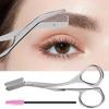 Tijeras de acero inoxidable para cejas con peine, tijeras de maquillaje, cuchillo recortador de cejas, herramienta de afeitado y depilación.