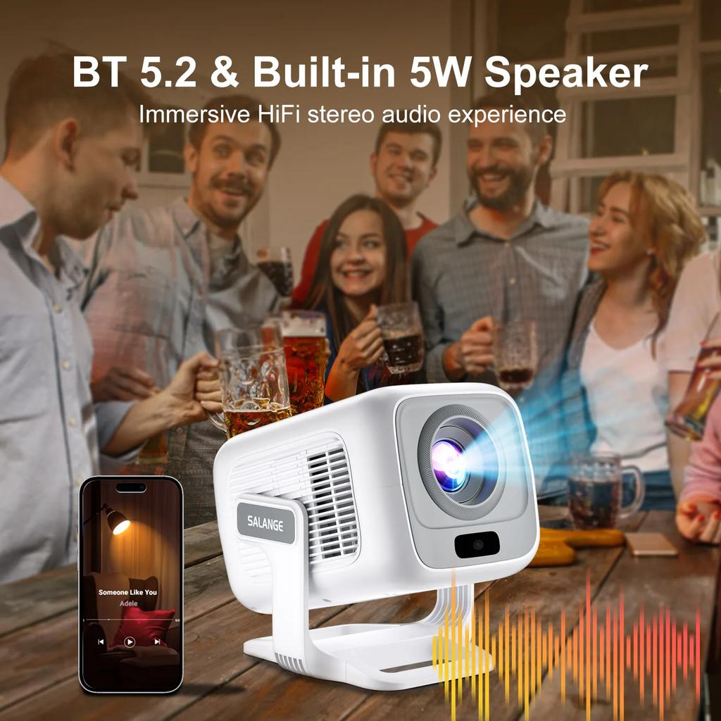 2025 NEW Salange 4K Mini Projector Native 1080P Android11 Auto Focus Smart Home Theater 420ANSI Portable Beam Projector HY260Max
