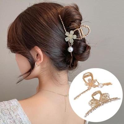 Perlen Haarspange, florale Bling Blume Verdrehte Haarnadel