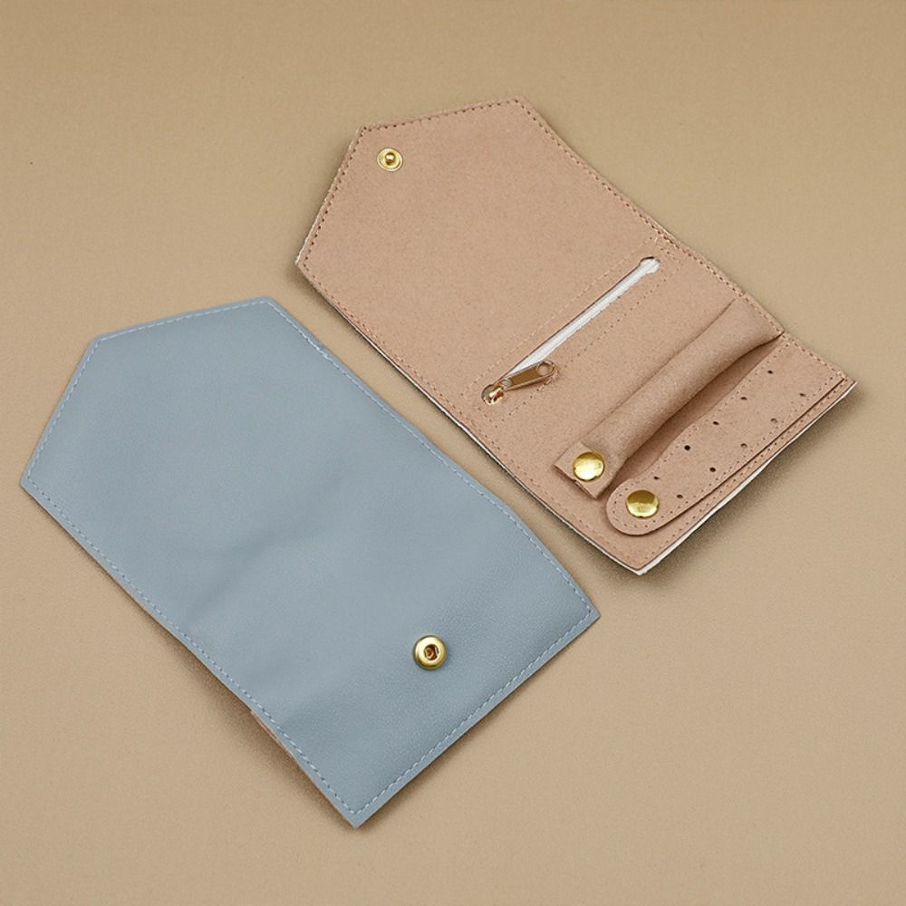 Jewelry Display PU Jewelry Display Bag Solid Color Earring Organizer Necklace Ring Bag  Travel