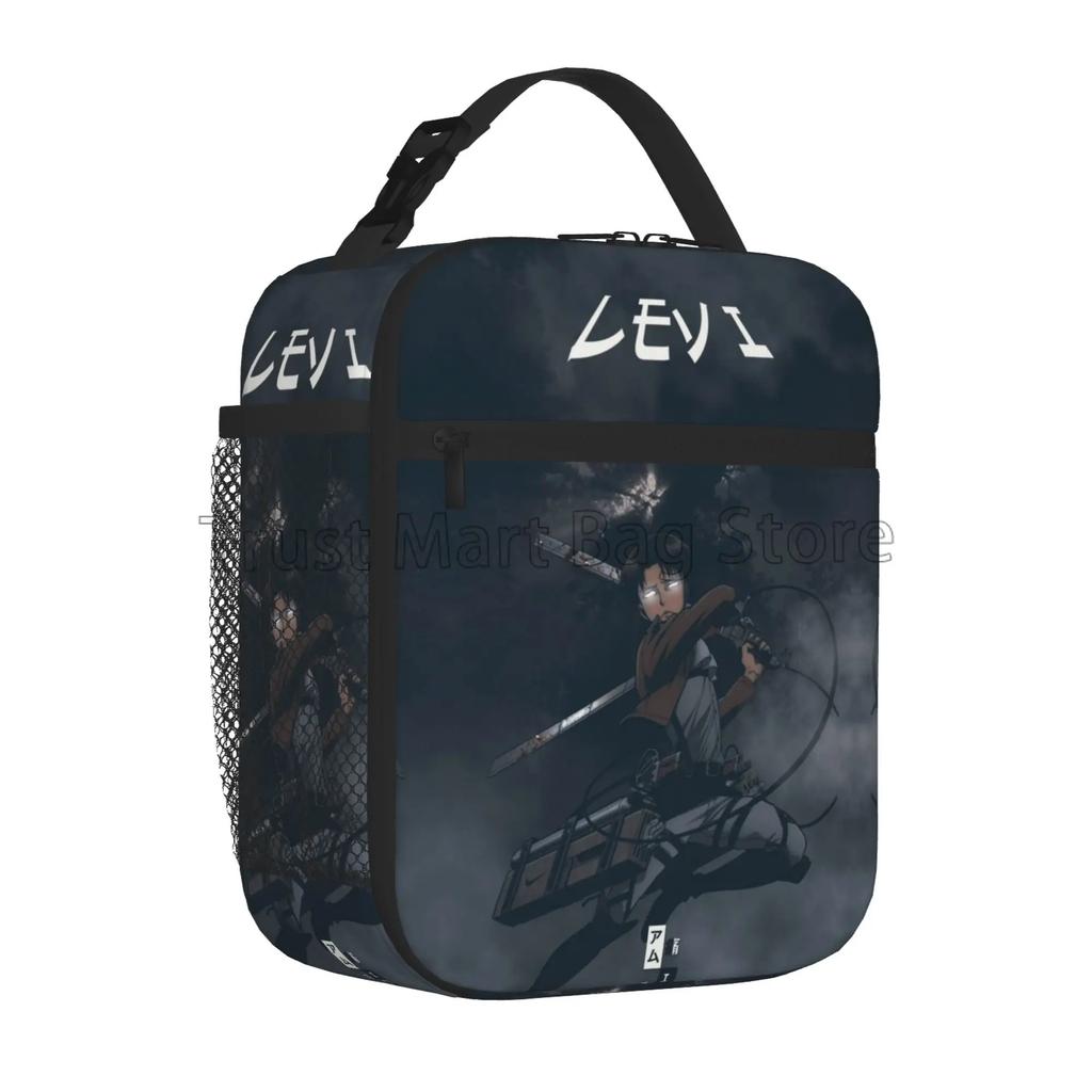 Levi Ackerman Insulated Lunch Bag Reusable Portable Lunch Box Cooler Thermal Bento Tote Bags for Boys Girls School Picnic Beach
