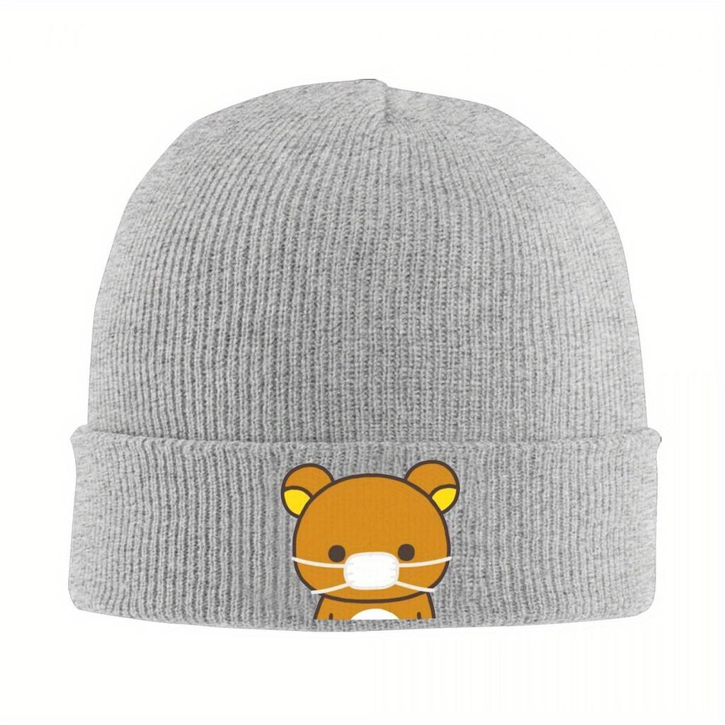 Rilakkuma Wearing A Mask Bonnet Hats Beanie Hats Custom Knitting Hat Spring Y2K Cool Men Women Hippie Warm Cap