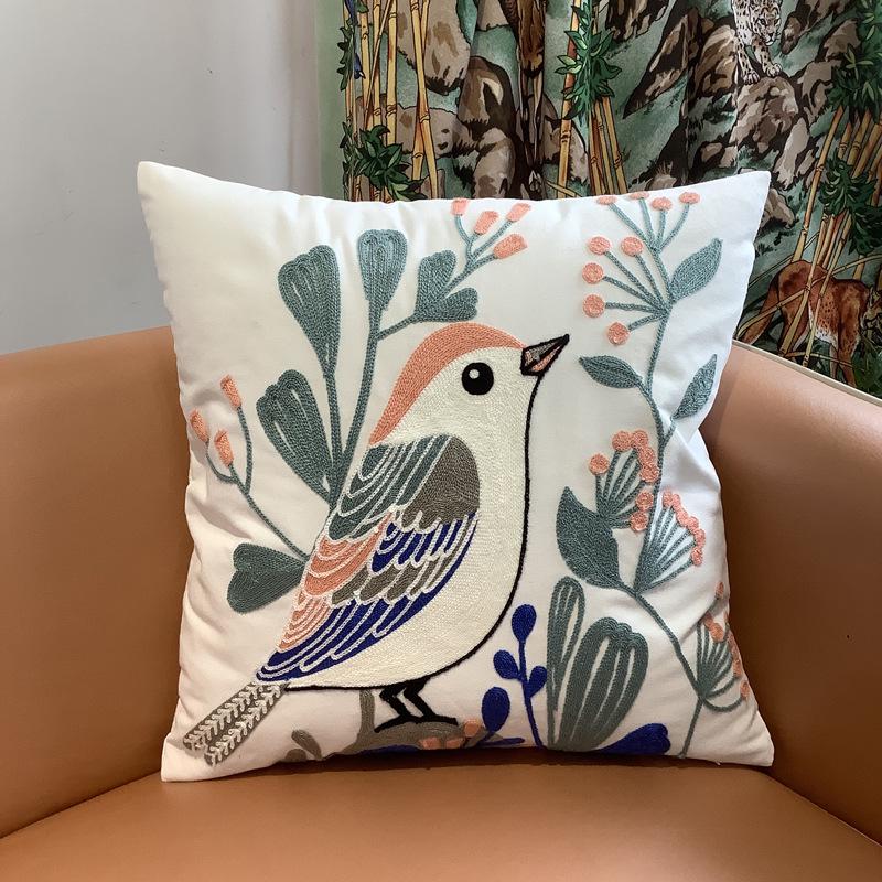 Kissenbezug mit Chenille-Stickerei: Sofa im pastoralen Heimstil, Dekokissen und Lendenstütze