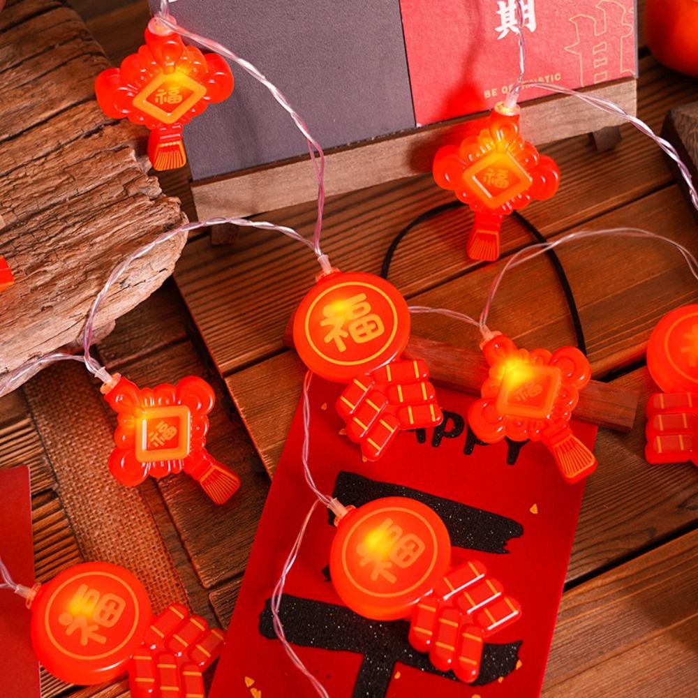

Red Color Spring Festival Lights Decor Wealth God Lantern String Birthday Celebration S-Style1