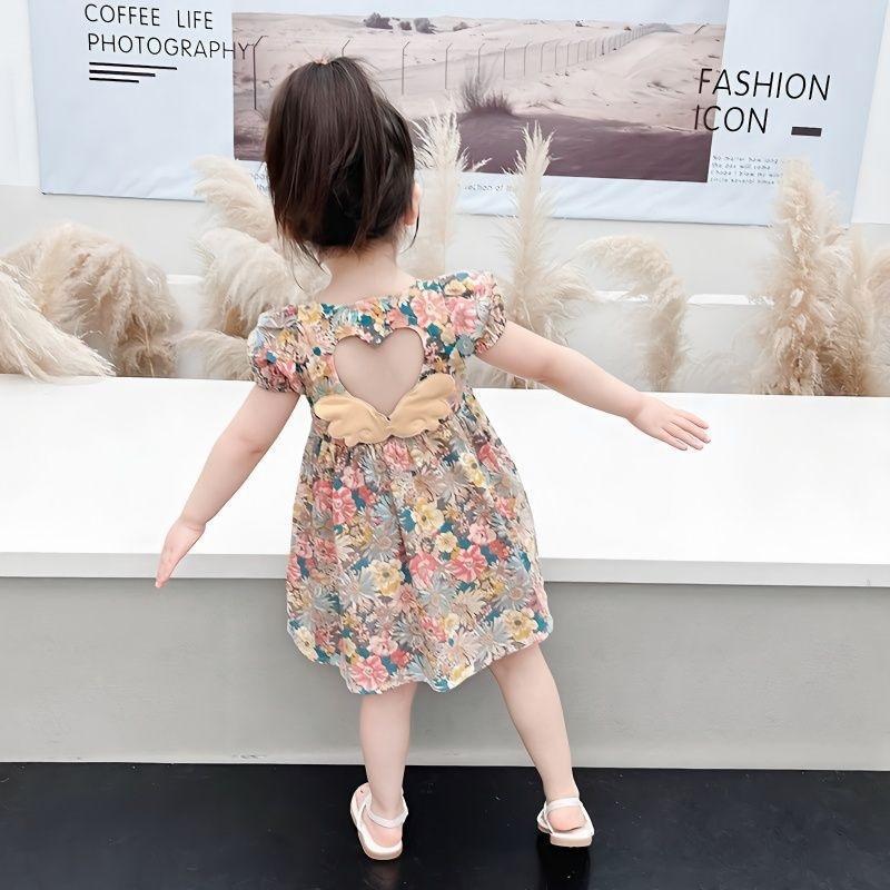 Summer Infant Baby Girls Floral Dress Fashion Princess Sundress Little Girls Casual Printed Holiday Outfit Dress