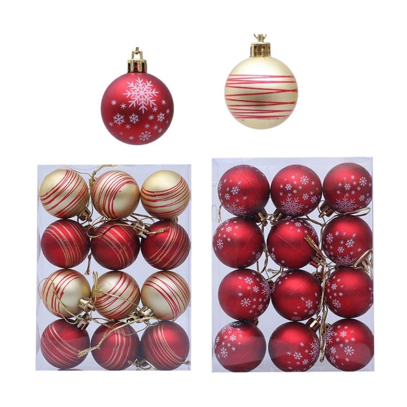 Plastic Christmas Tree Decorations Accessories Colorful Handcrafted Spherical Orbs in Gift Box for Festival Event