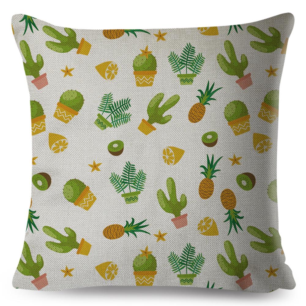 Scandinavian Style Cushion Cover Hand Drawn Cactus Floral Design Soft Square Pillow Gift Home Decor Xcm