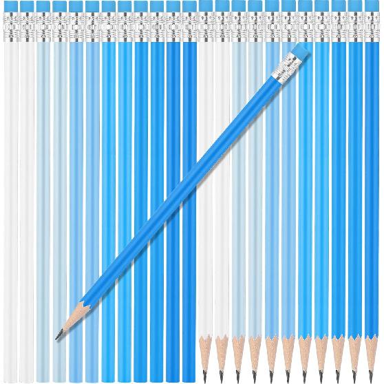 24 Pcs Round Pencils with Eraser HB Cute Pencils Bulk for School Graphite Wood Color Unsharpened Pencil for Drawing Sketching Wedding School Teacher