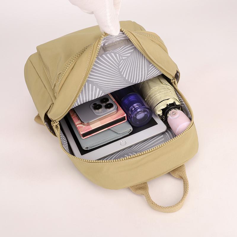 Compact Backpack with Front Zip Pocket Casual Shouler Bag for Daily Use