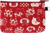 Made In Japan Mini Makeup Small Item Pass IC Card Nyankomon Cat Japanese X 13cm [Kyosuke] Pouch, Cosmetics, Case, Case, Pocket, Pattern, Red, 9.5