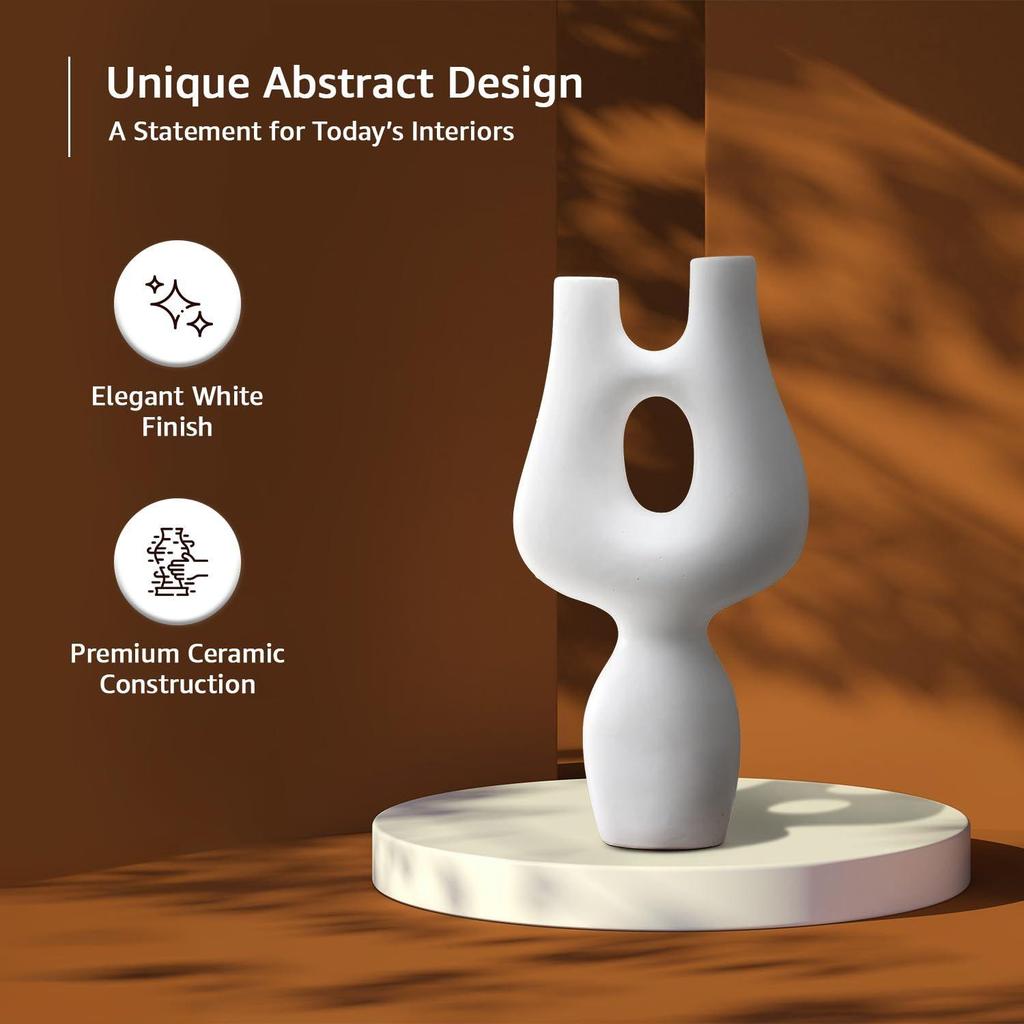 Abstract Ceramic Figurine | A Statement Piece for Modern Home Décor | Unique & Artistic Charm | Pack of 1, White