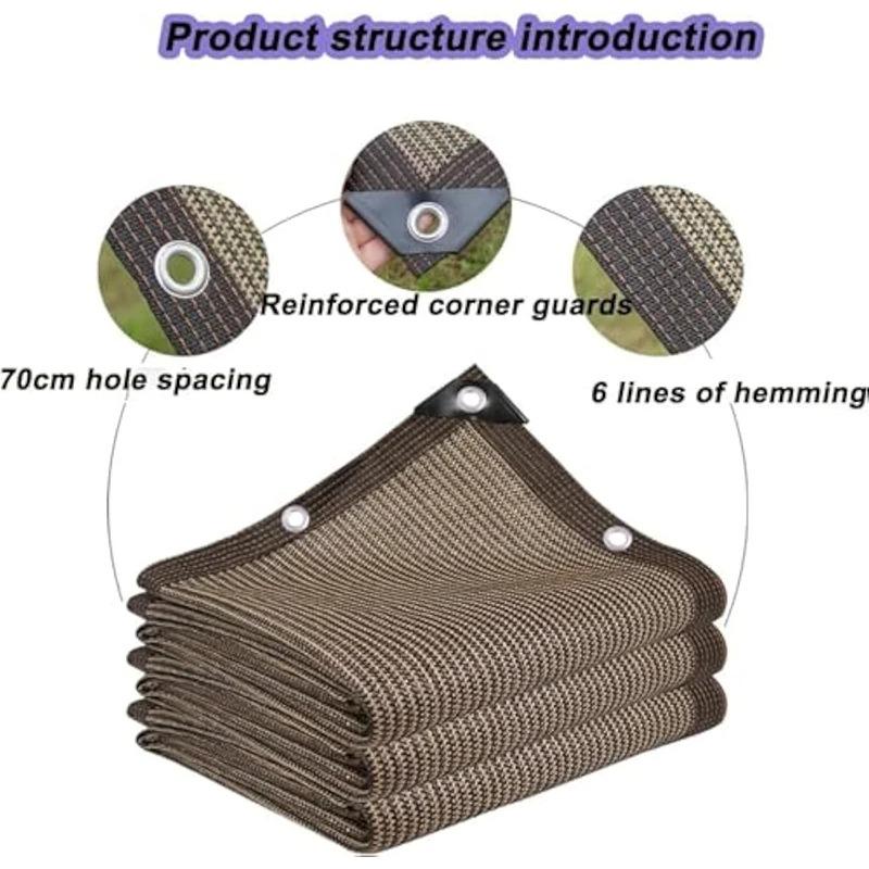 Sunshade Net Brown Thicken Durable Block Canopy for Beach Picnic Travel - Multiple Sizes Outdoor Courtyard Sunscreen Shade Sails