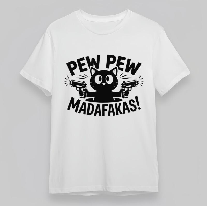 

Women s Soft Classic T-Shirt PEW PEW Cat with Guns Graphic Oversize Cotton Tee 2XL