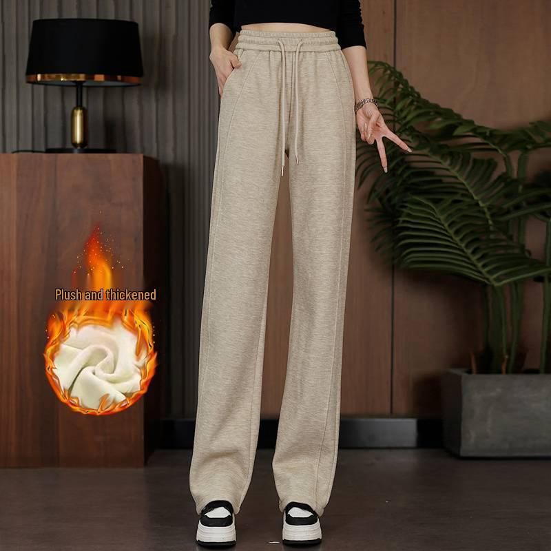 2025 Nowy Styl Damskie Luźne Czerwone Spodnie z Angory z Szerokimi Nogawkami - Popularny Jesienno-Zimowy Wyszczuplający Krój z Prostymi Nogawkami