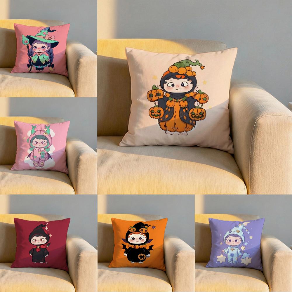 Cute Q Halloween Ouniu Cushion Cover Soft Reversible Durable Pillow Cover MultiScene Use for Home Car Daily Comfort