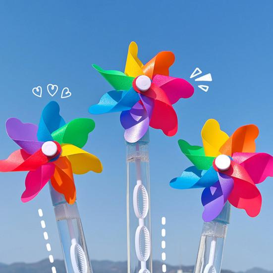 Windmühlen-Seifenblasenstab Große Kapazität Interaktiver Seifenblasenmacher Cartoon Outdoor Sommer Spielzeug für Kinder Seifenblasen-Spielset für Party Picknick Strand
