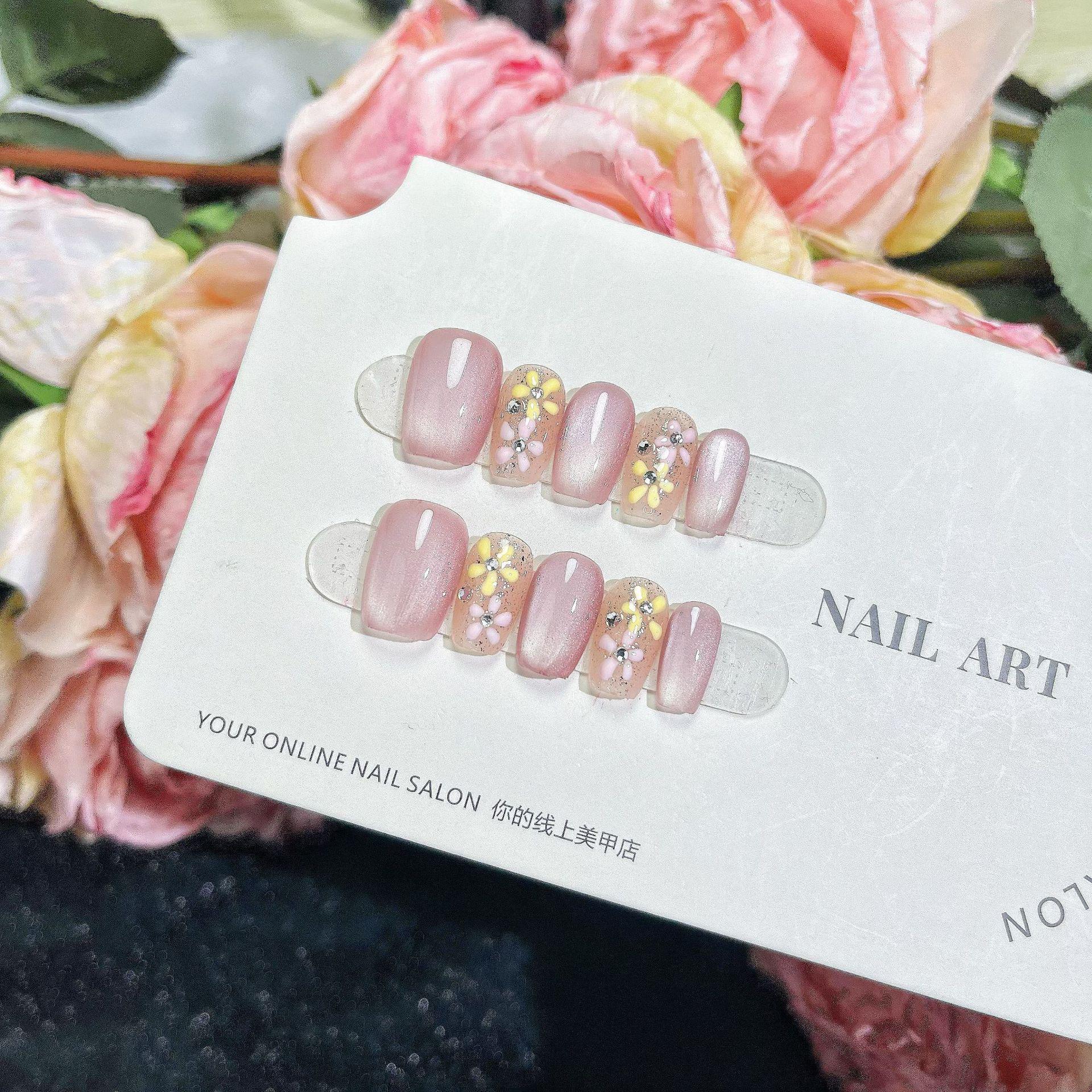 

Ручная работа Осенние Ледяные Телесные Накладные Ногти - Высококлассный Нежный Темперамент, Съемный и Универсальный Маникюр Large