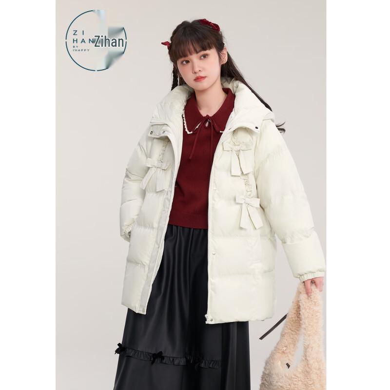 ZIHAN Women's Hooded Mid-length Duck Down Jacket