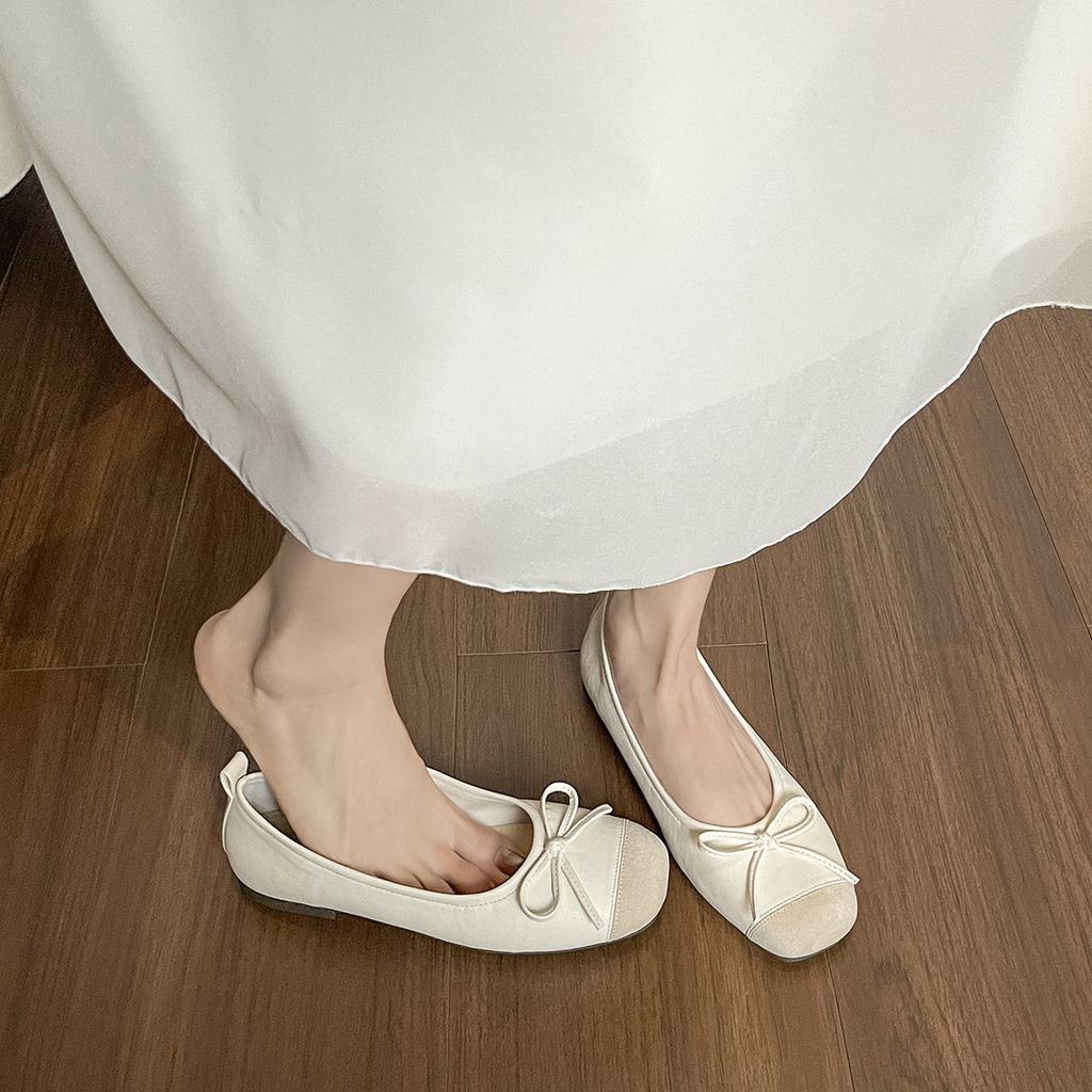 Silver ballet single shoes women's summer new French beautiful shallow mouth flat bottom ladle shoes