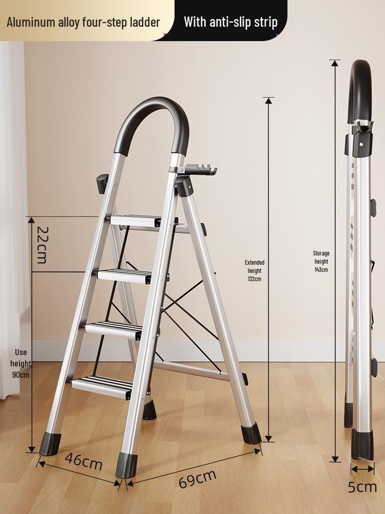 Compact Multi-Functional 4-Step Folding A-Frame Household Ladder