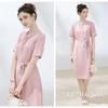 TUHUANG 19 Momme Mulberry Silk Round Neck Dress