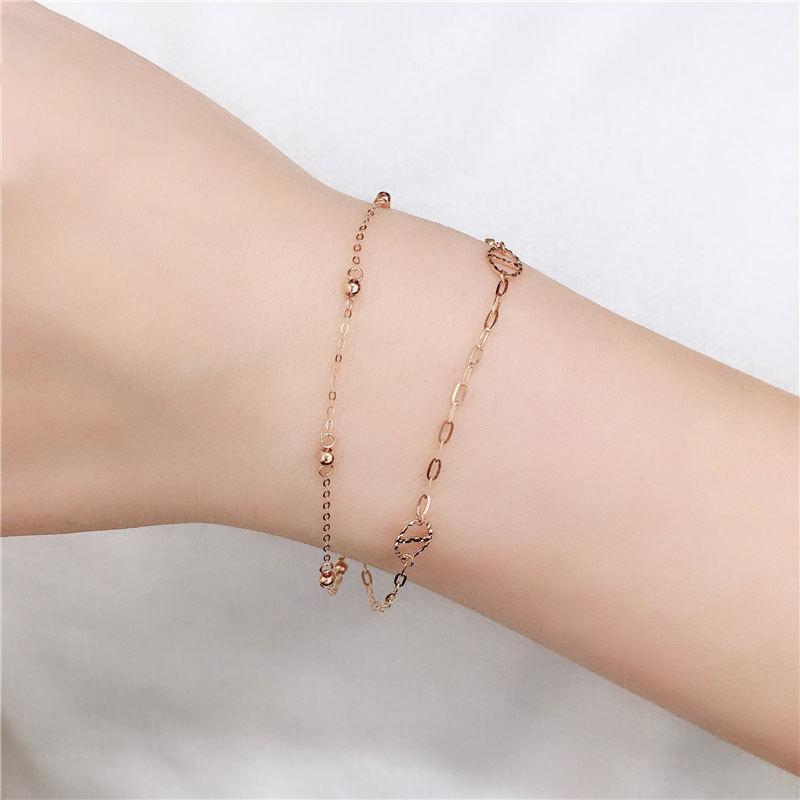 Rose Gold-Plated Purple Gold Fashion Double-Layer Japanese Character Bracelet Women'S Personalized Bracelet