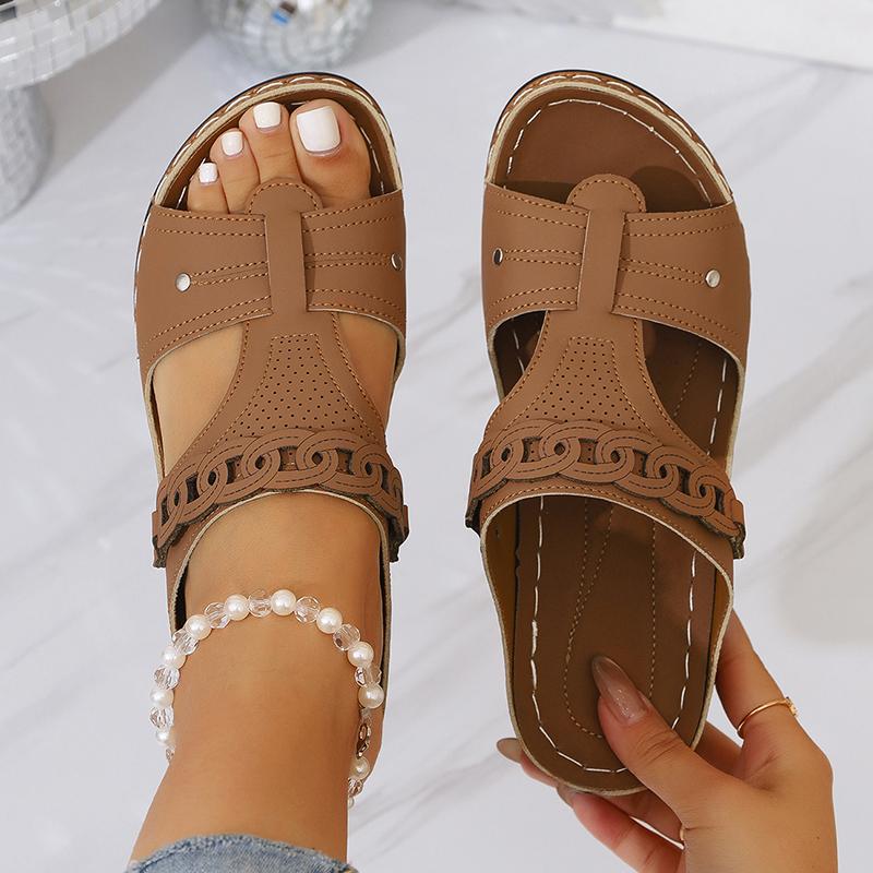 Fashion Vintage Hollow Out Women's Wedge Sandals Summer Comfortable Lightweight Beach Sandles Woman Plus Size 36-43 Thick Sole Slippers