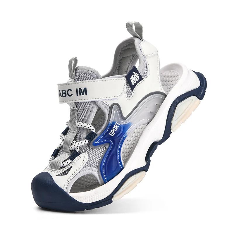 

Летние полые дышащие спортивные сандалии, повседневная пляжная обувь для мальчиков, удобные, мягкие, модные сандалии с защитой пальцев от ударов, размеры 27-38 27 белый