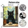 DIY Framed Pearl Bead Art Kit Black Cat Coffee Cup Pattern Sparkling Canvas Painting Set Relaxing Handmade Craft Gift Decor Home Supplies