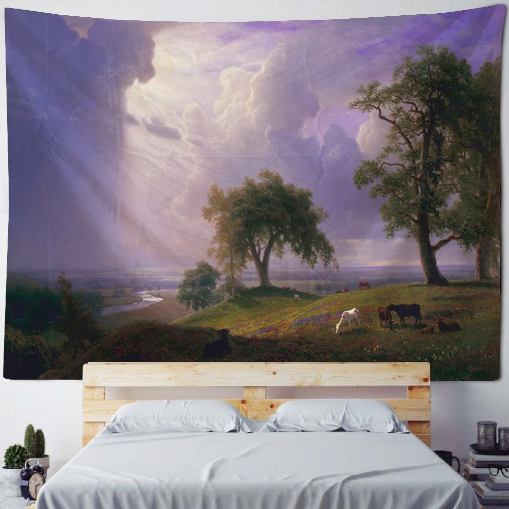 French Monet Oil Painting Tapestry Home Landscape Painting Art Wall Hanging Room Decoration Yoga Mat Sofa Blanket Bed Sheet