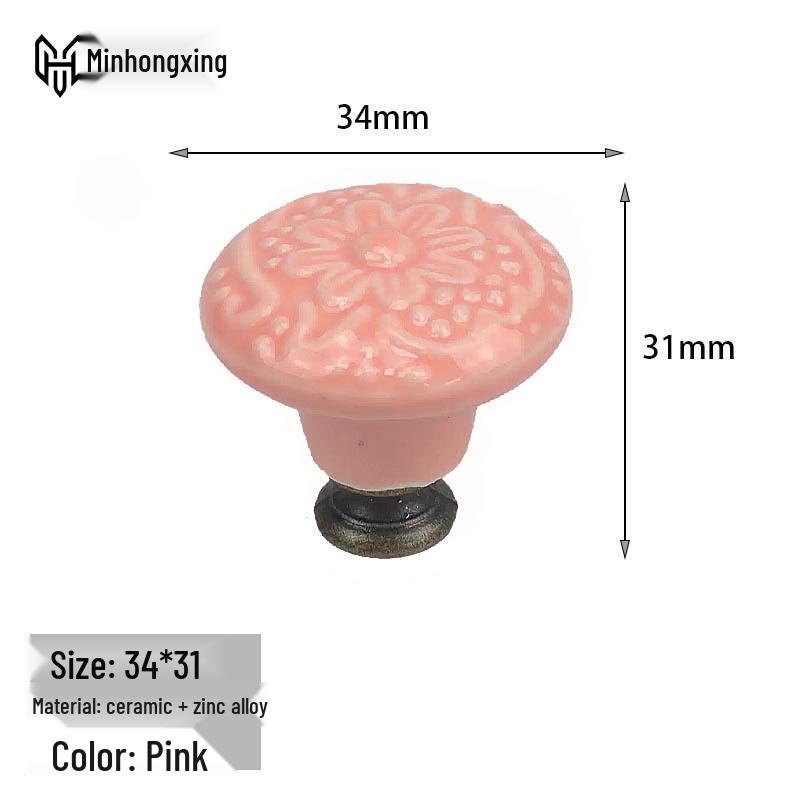 Embossed Floral Ceramic Handle for Children's Furniture