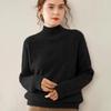 Women's 2025 Cashmere Cable Knit Pullover: Heavyweight, Half-High Collar, Loose, Slimming Sweater.