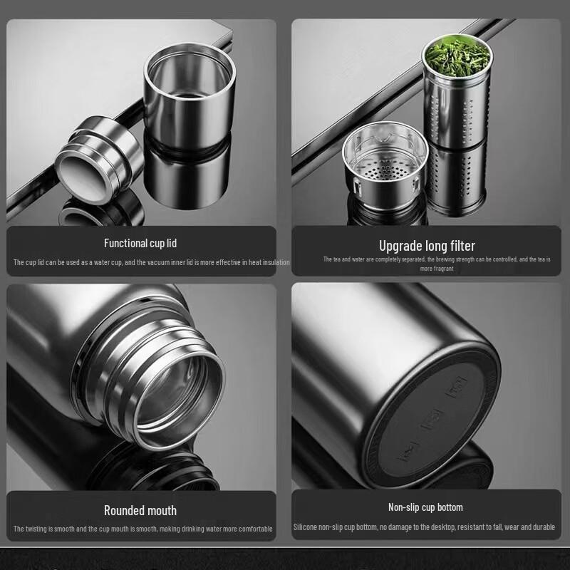 Stainless Steel Vacuum Insulated Travel Flask with Tea Infuser