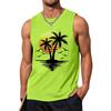 3D Gedruckte Sonnenuntergang Strand Tanktops Für Männer Vogel Kokospalmen Muster T-Shirts Sommer Locker Sport Street Rundhals Weste Lässige Oberteile