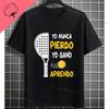 Unisex Funny Padel Tennis Graphic TShirt  Black with White Padel Racket  Ball Design Pure Cotton Casual Short Sleeve Tshirt