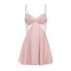 Plus Size Women’s Sexy Lace Nightgown Satin Sleep Dress Deep V Backless Cami Nightdress with Built-In Padding