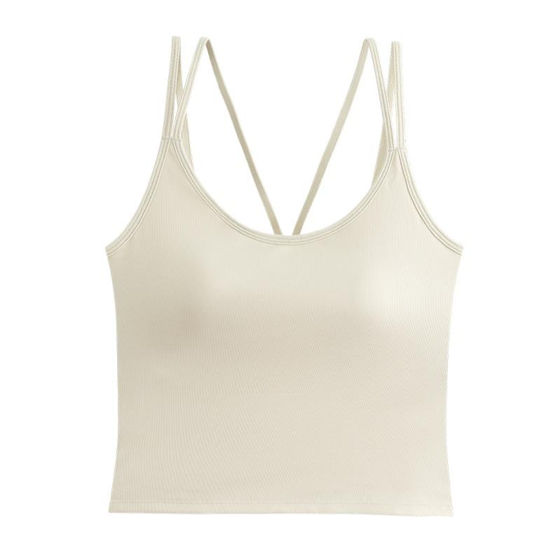 Oudifen Camisole Vest for Women with Breast Pads, No Need To Wear Bra, One-piece Beautiful Back, White Spring Outer Wear, Base Layer, Inner Top
