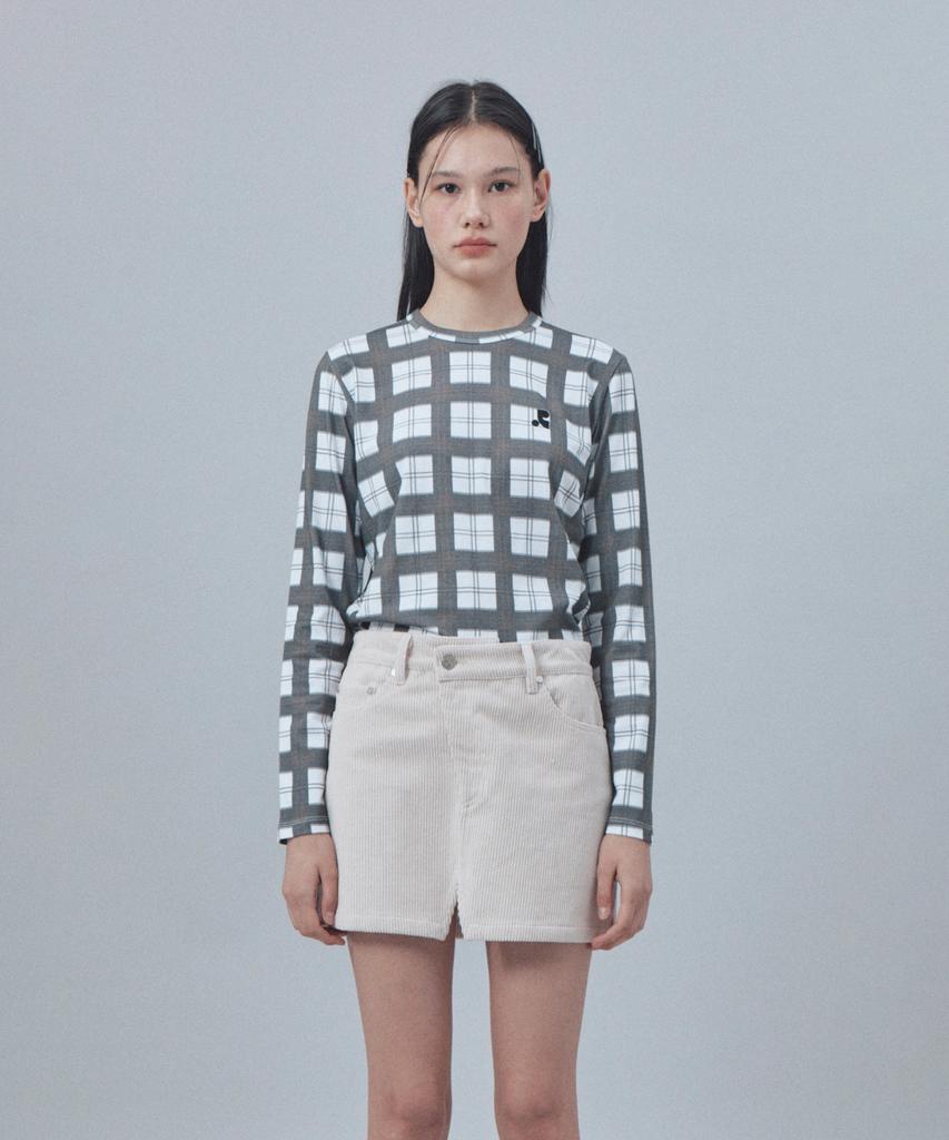 Rest And Recreation Check Pattern Long Sleeve Top - Black