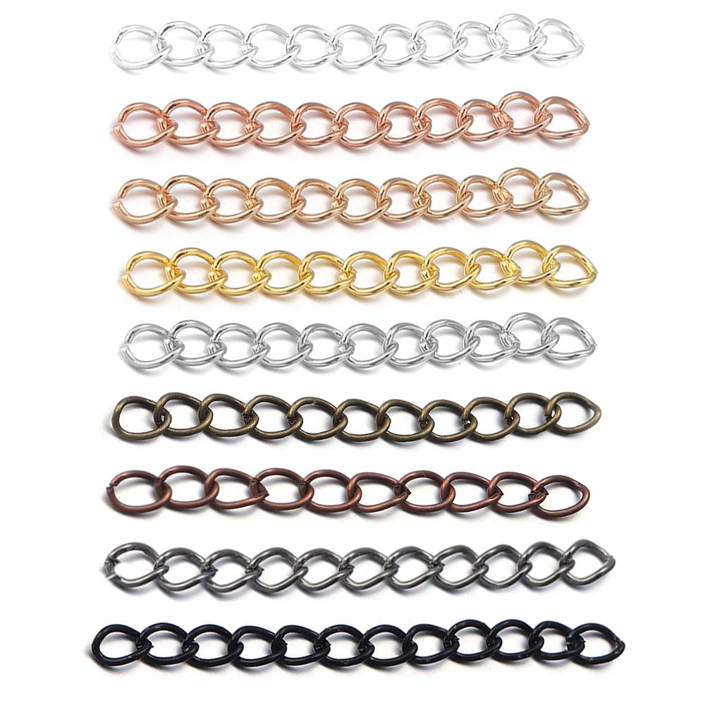 100pcs/lot 50/70mm Extension Chain Tail Chain Iron Extended Bulk Tail Chain For Jewelry Making DIY Bracelet Necklace Accessories