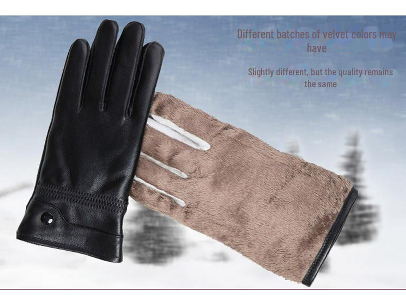 Unisex Sheepskin Leather Motorcycle Gloves with Velvet Lining for Winter Warmth