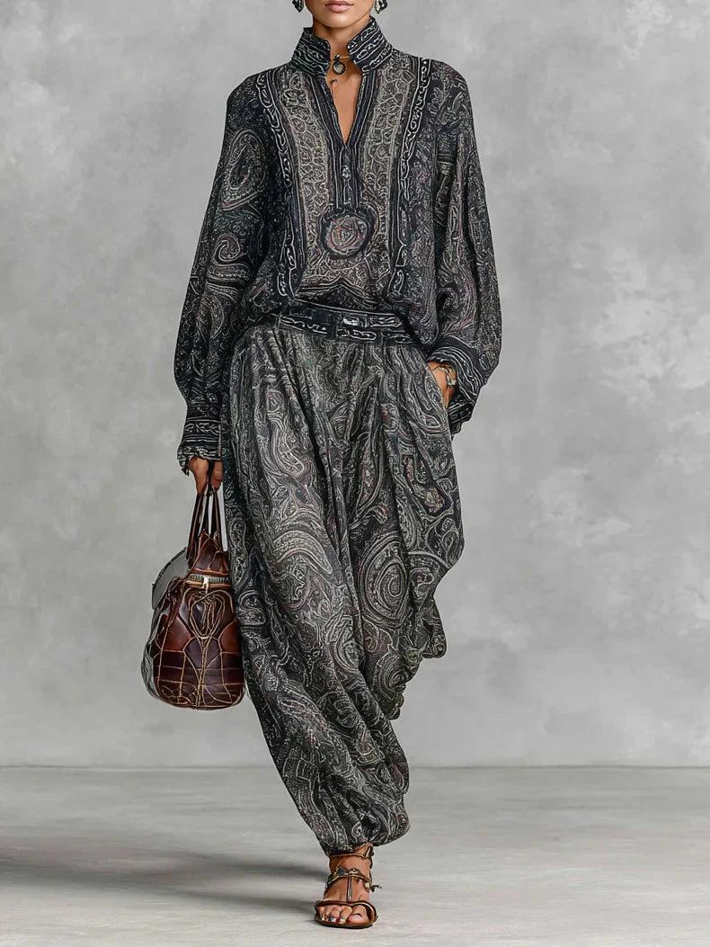 2025 Spring/Autumn Retro Paisley Pattern Suit - European and American Fashion XXXXL