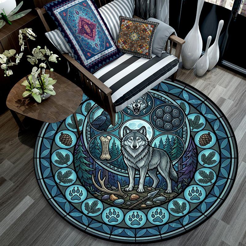 Bear Nature Harmony Round Area Rug Under Office Chairs Bedroom Living Room Home Decor