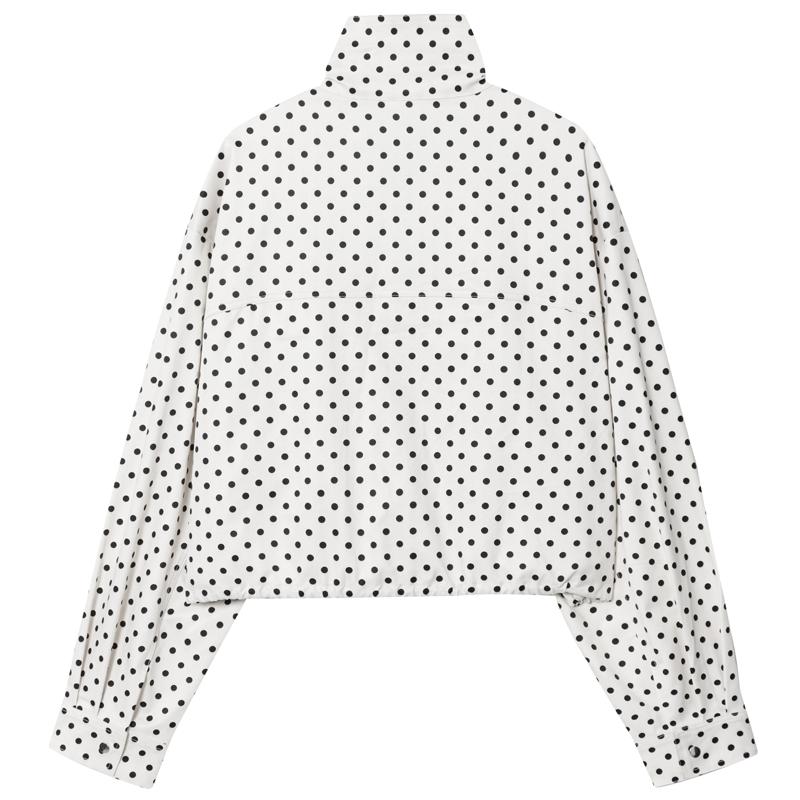 Giacca a pois Giacche da donna Mezza stagione Manica lunga oversize Capo esterno Aviatore Taglie forti Con zip Corto Cappotti