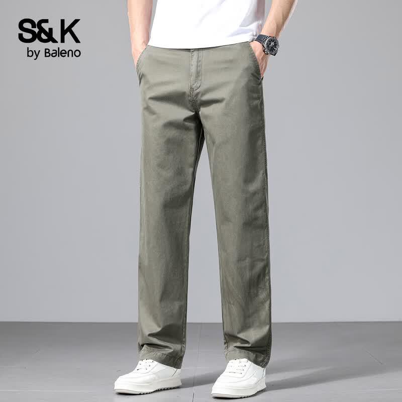 Baleno S&K Men's Pure Cotton Straight-Leg Casual Pants