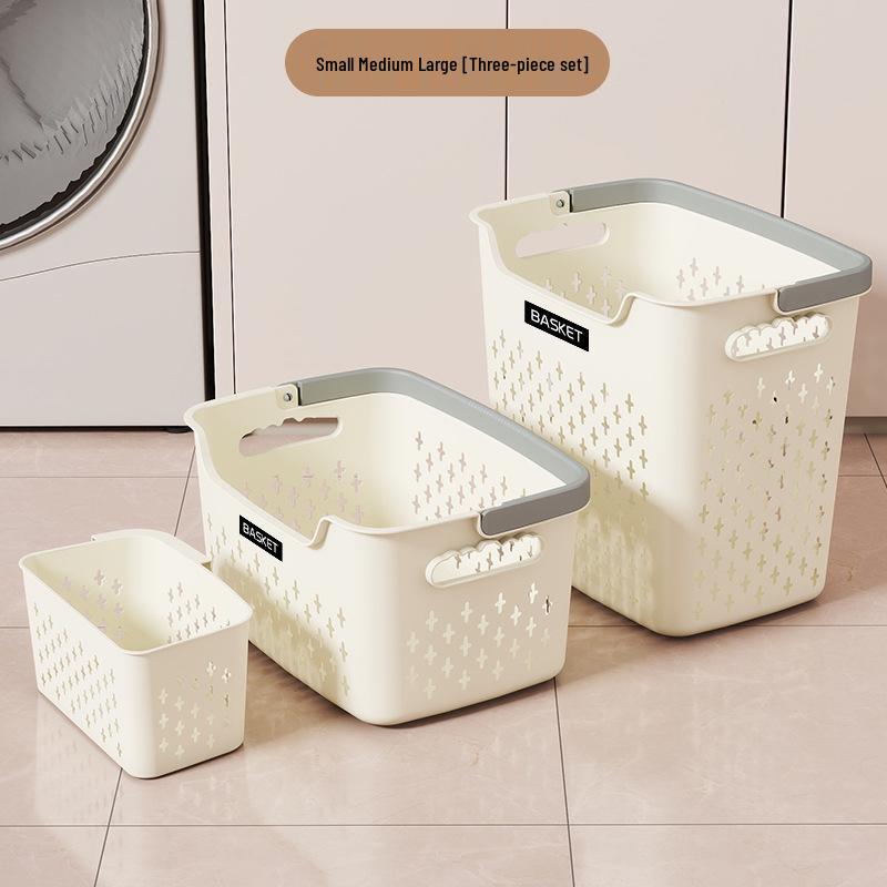 Large Capacity Plastic Laundry Basket - Handheld Dirty Clothes Hamper for Bathroom and Household Storage