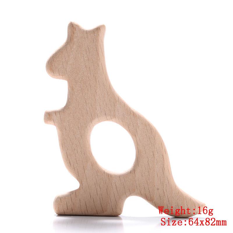 5Pcs/Lot Baby Pacifier Chain Chew Accessories Animal Shape Natural Beech Teething Wooden Teether Pendant Accessories